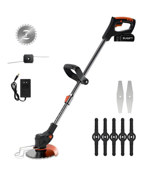 21V Cordless String Weed Tiller Cultivator, Trimmer & Edger with Battery and Charger