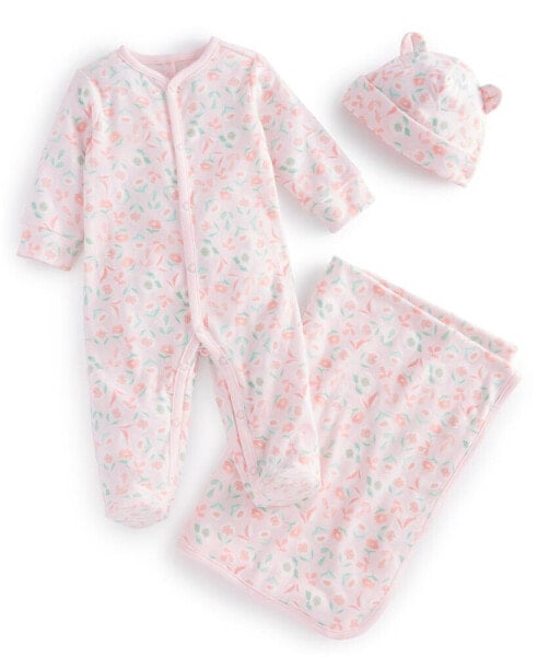 Baby Boys or Baby Girls Coverall, Hat and Blanket, 3 Piece Gift Box Set, Created for Macy's