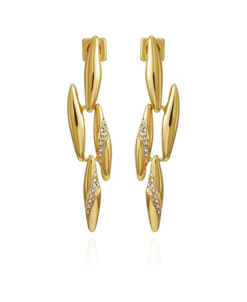 Gold-Tone Glass Stone Chandelier Drop Earrings