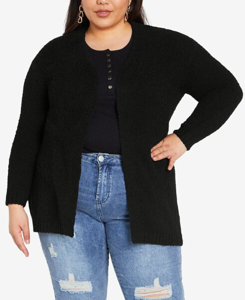 Plus Size Boyfriend Rib Cardigan Sweater