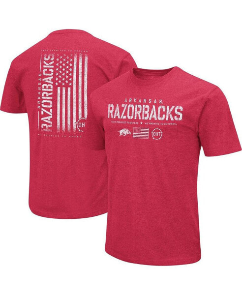 Men's Heather Cardinal Arkansas Razorbacks OHT Military-Inspired Appreciation Flag 2.0 T-shirt