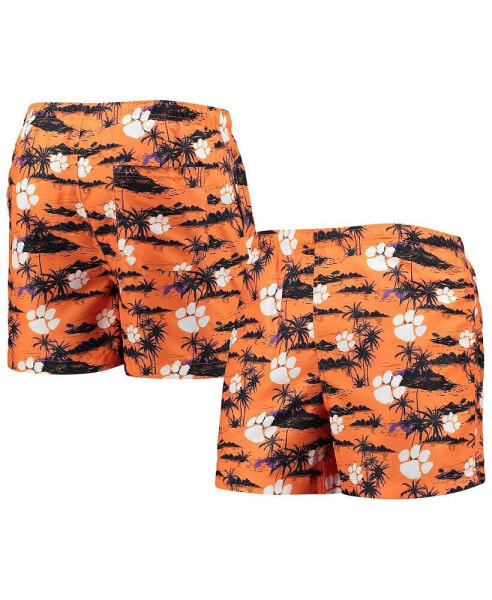 Men's Orange Clemson Tigers Island Palm Swim Trunks