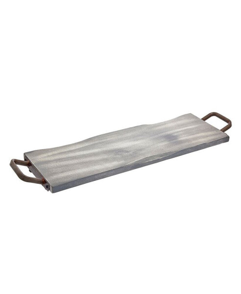 Grey Wash Wood & Metal 26" Rectangular Tray