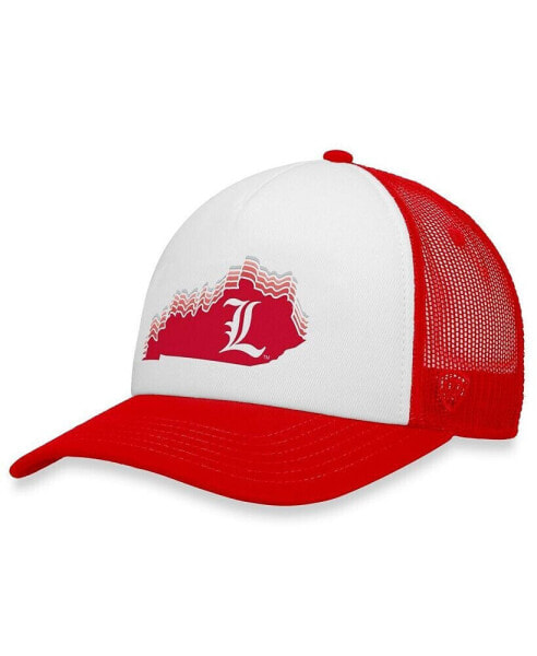 Men's White, Red Louisville Cardinals Tone Down Trucker Snapback Hat