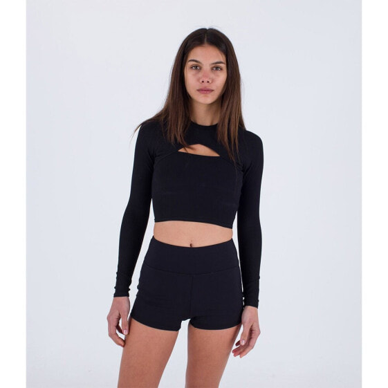 HURLEY Max Solid Rib Cropped Cross Yoke Rashguard