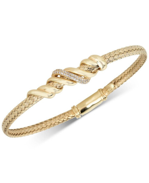 Diamond Twist Bangle Bracelet (1/8 ct. t.w.) in 14k Gold-Plated Sterling Silver