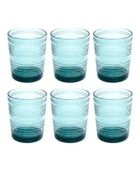 Beaded DOF Cobalt Glasses, Set of 6