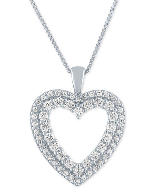 Forever Grown Diamonds lab-Created Diamond Heart Pendant Necklace (3/4 ct. t.w.) in Sterling Silver, 16" + 2" extender