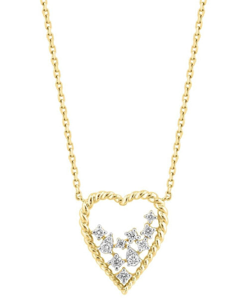 EFFY Collection eFFY® Diamond Scattered Cluster Heart 18" Pendant Necklace (1/4 ct. t.w.) in 14k Gold