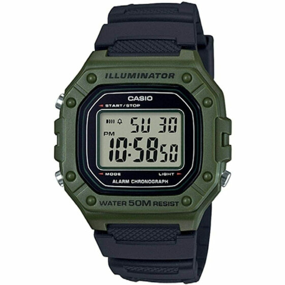 Часы и аксессуары CASIO Мужские наручные часы W-218H-3AVEF Чёрный Зеленый