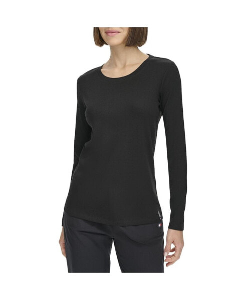 Women's Cotton Blend Ribbed Long Sleeve T-Shirt