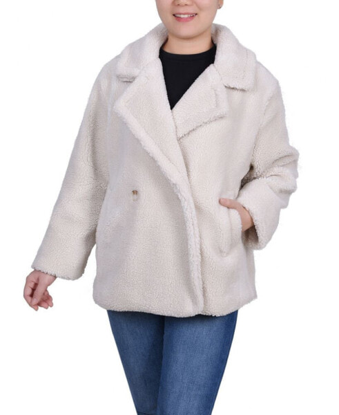 Women's Long Sleeve Double Breasted Sherpa Jacket