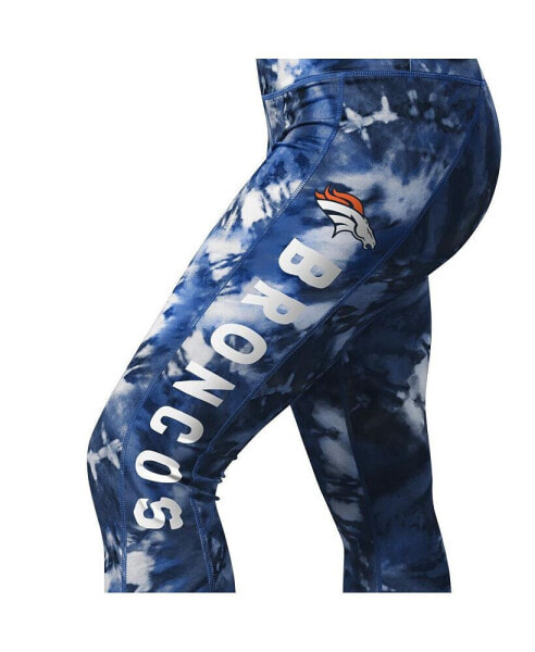 Women's Navy Denver Broncos Aubrey Tie-Dye Leggings