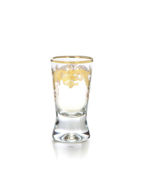 Liqueur Glasses with 24k Gold Artwork - Set of 6