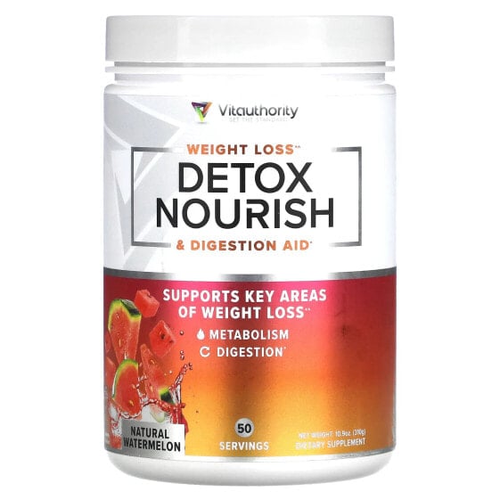 Vitauthority, Detox Nourish, средство для снижения веса и поддержки пищеварения, натуральный арбуз, 310 г (10,9 унции)