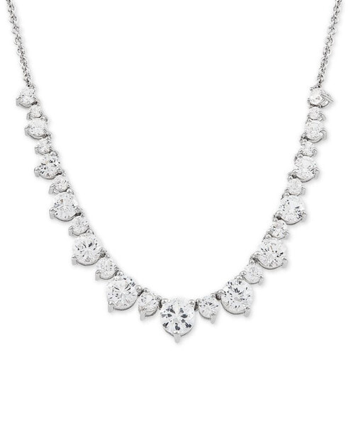 Cubic Zirconia 16" Collar Necklace in Sterling Silver