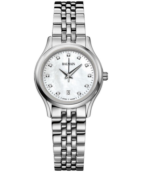 Women's Swiss Beleganza Diamond (1/20 ct. t.w.) Stainless Steel Bracelet Watch 28mm