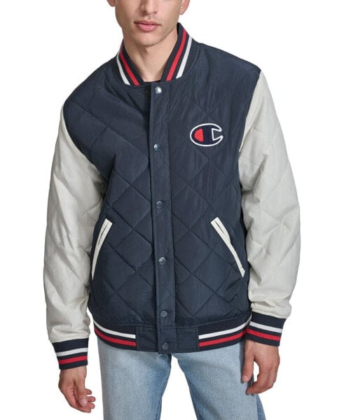 Men's Retro Quilted Logo Bomber Jacket