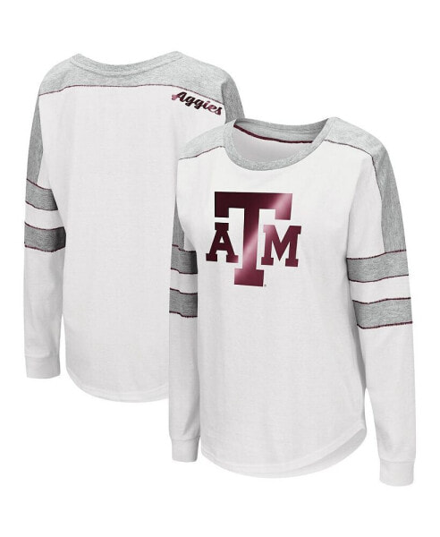 Women's White Texas A&M Aggies Trey Dolman Long Sleeve T-shirt