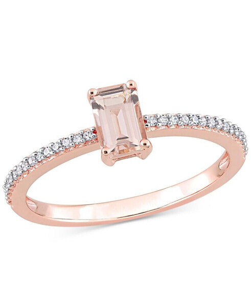 Morganite (5/8 ct. t.w.) & Diamond (1/0ct. t.w.) Statement Ring in 10k Rose Gold