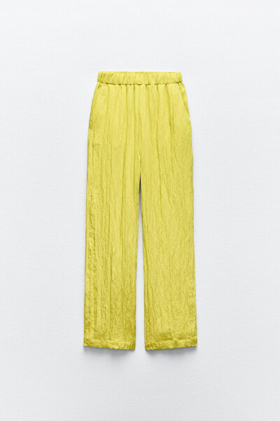 Creased-effect palazzo trousers