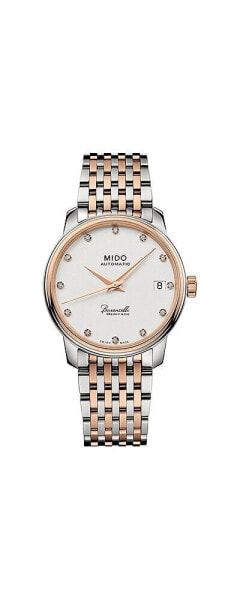 Women's Swiss Automatic Baroncelli III Heritage Diamond (1/10 ct. t.w.) Two Tone Stainless Steel Bracelet Watch 33mm