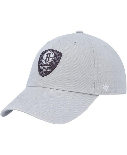 Men's Gray Brooklyn Nets 10Th Anniversary Clean Up Adjustable Hat
