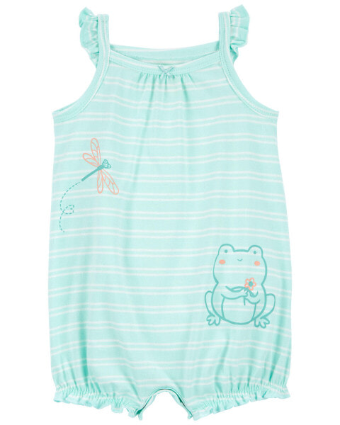 Baby Striped Frog Cotton Romper NB