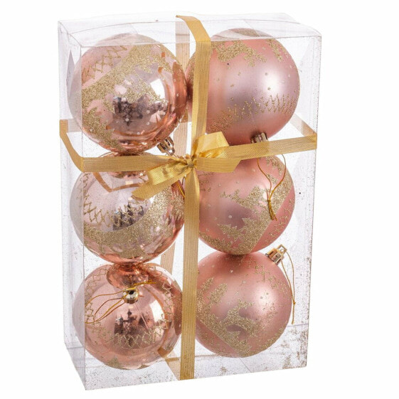 Ёлочные шарики Розовый Пластик Oленем 8 x 8 x 8 cm (6 штук)