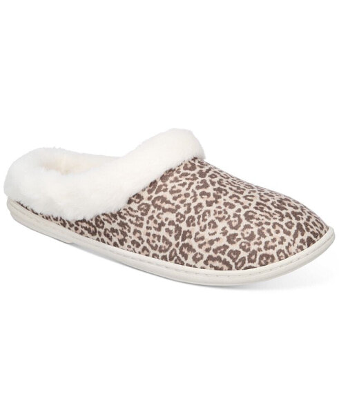 Women's Faux-Fur-Trim Hoodback Boxed Slippers, Created for Macy's