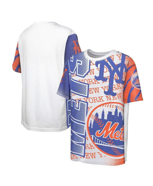 Big Boys and Girls White New York Mets Impact Hit Bold T-Shirt