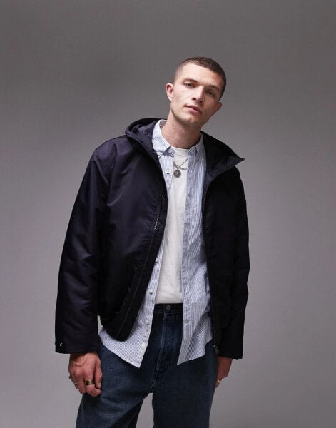 ARKET bomber jacket with adjustable hood in dark blue