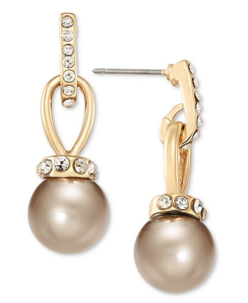 Imitation Pearl and Pavé Drop Earrings, Created for Macy's