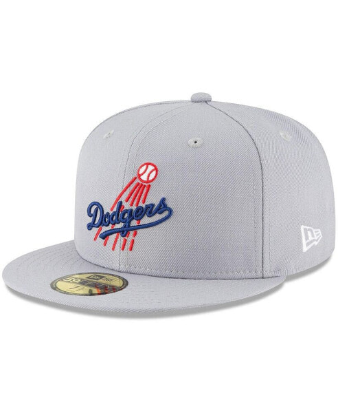 Men's Gray Los Angeles Dodgers Cooperstown Collection Logo 59Fifty Fitted Hat