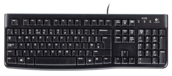 Logitech K120 Corded Keyboard - Wired - USB - QWERTZ - Black