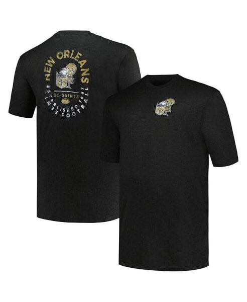 Men's Black New Orleans Saints Big and Tall Two-Hit Throwback T-shirt