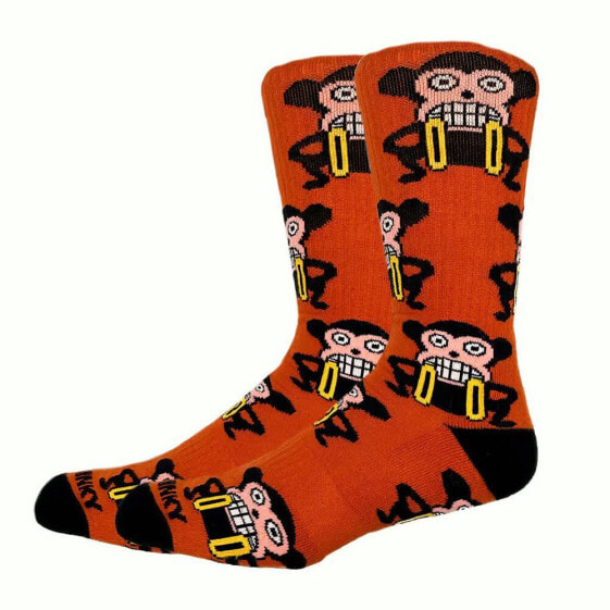 NUM WEAR Loco monky retro logo Half long socks