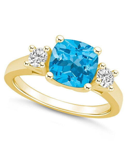 Blue Topaz (2-3/4 ct. t.w.) and Diamond (1/3 ct. t.w.) Ring in 14K Yellow Gold