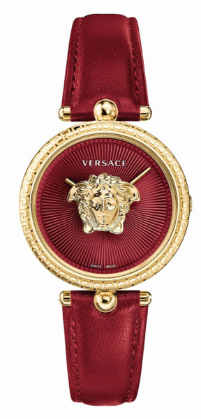 Versace Damenuhr Palazzo Empire Rot Leder Gold Stahlgehäuse 34mm VECQ00418