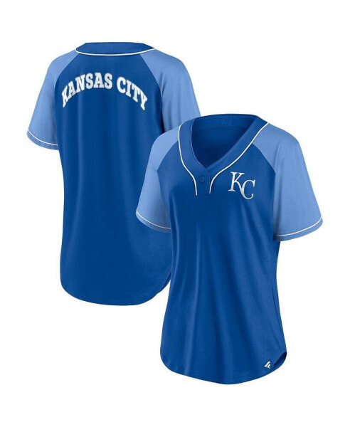 Women's Royal Kansas City Royals Ultimate Style Raglan V-Neck T-shirt