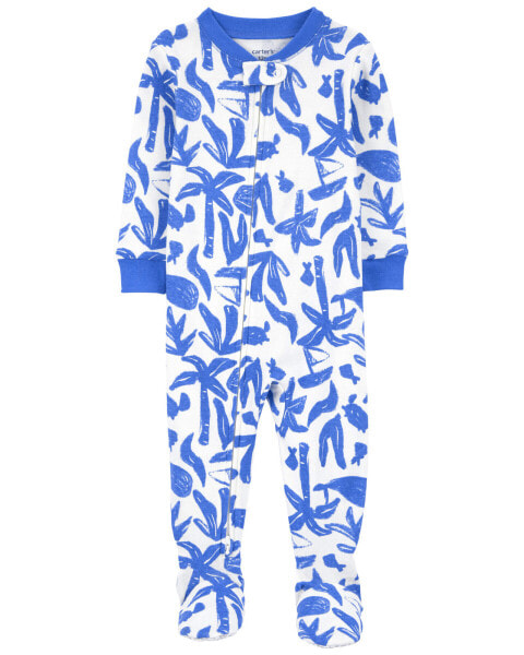 Baby 1-Piece Ocean Print 100% Snug Fit Cotton Footie Pajamas 24M
