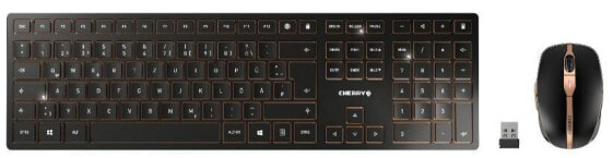 Cherry DW 9000 SLIM - Full-size (100%) - Wireless - RF Wireless + Bluetooth - QWERTY - Black - Mouse included