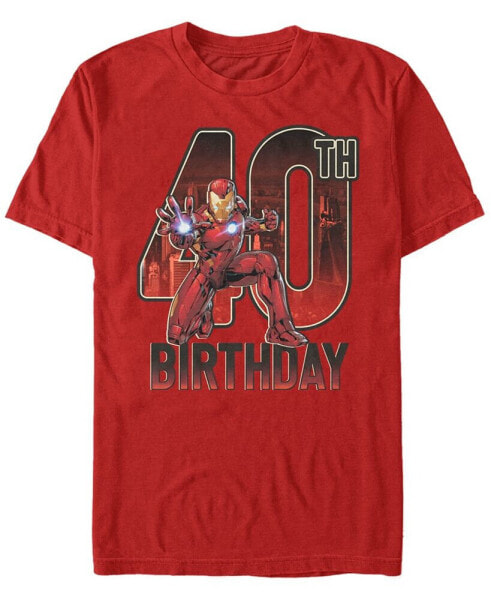 Men's Marvel Iron Man 40th Birthday Action Pose Short Sleeve T-Shirt