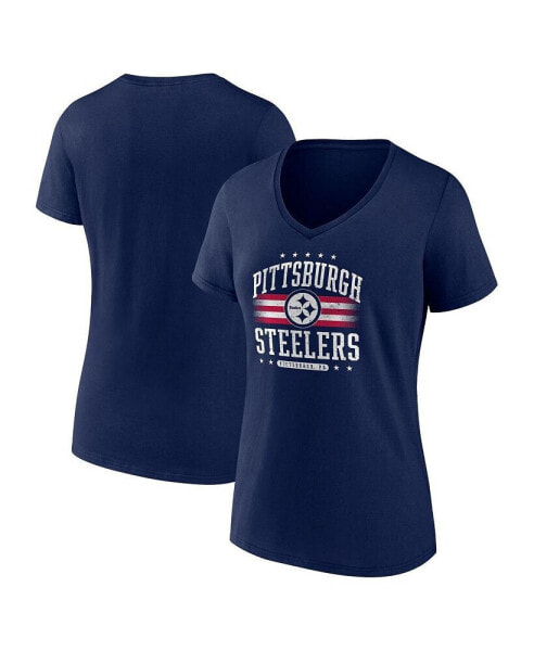 Women's Navy Pittsburgh Steelers Americana V-Neck T-Shirt