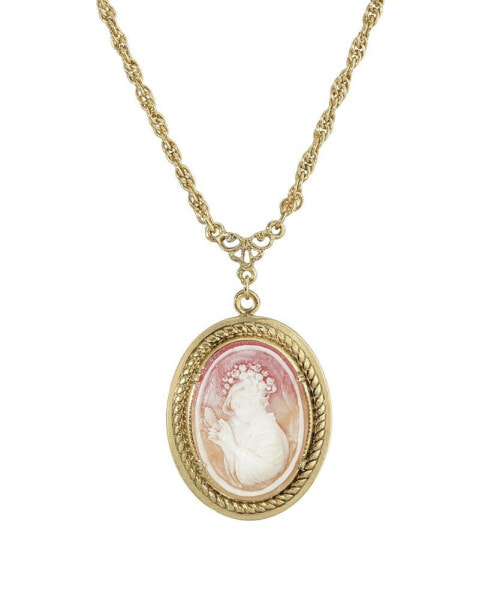 2028 gold-Tone Oval Cameo 18" Necklace