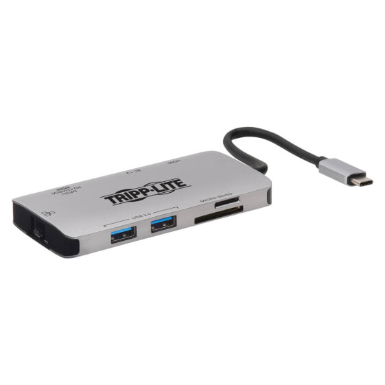 Tripp U442-DOCK5-GY USB-C Dock - 4K HDMI - USB 3.2 Gen 1 - USB-A Hub - GbE - Memory Card - 100W PD Charging - Wired - USB 3.2 Gen 1 (3.1 Gen 1) Type-C - 100 W - 10,100,1000 Mbit/s - IEEE 802.3 - IEEE 802.3az - IEEE 802.3u - IEEE 802.3x - Grey