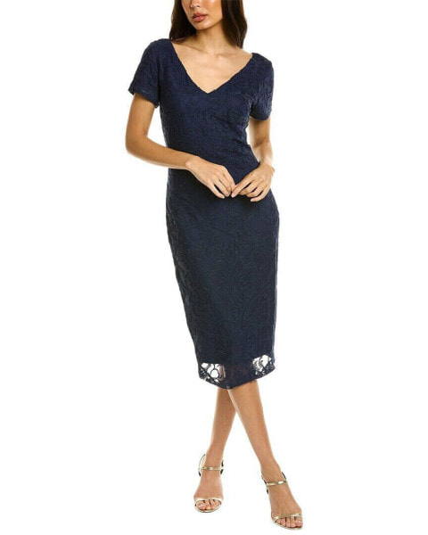 Js Collections Erin V-Neck Midi Dress Women's Blue 2