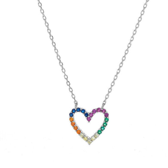 Delicate silver necklace Colorful heart AJNA0025