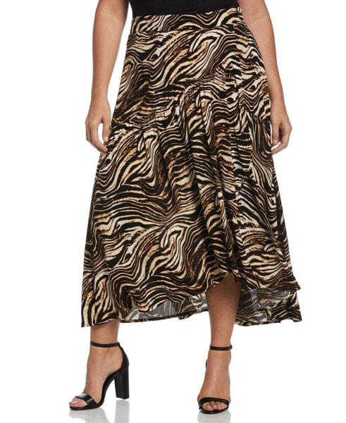 Юбка (Женская) Ella Rafaella plus Size Printed Crepe Faux Wrap Skirt