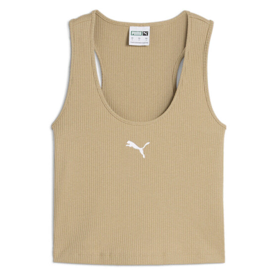 Puma Dare To Muted Motion Scoop Neck Tank Top Womens Beige Casual Athletic 6279